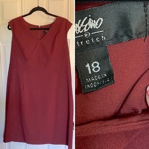 Sleeve maroon shift dress. Size 18
